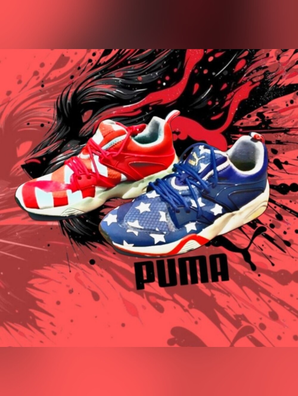 Perfect For The World Cup! Rare Authentic Puma 'Blaze of Glory Red White & Blue'